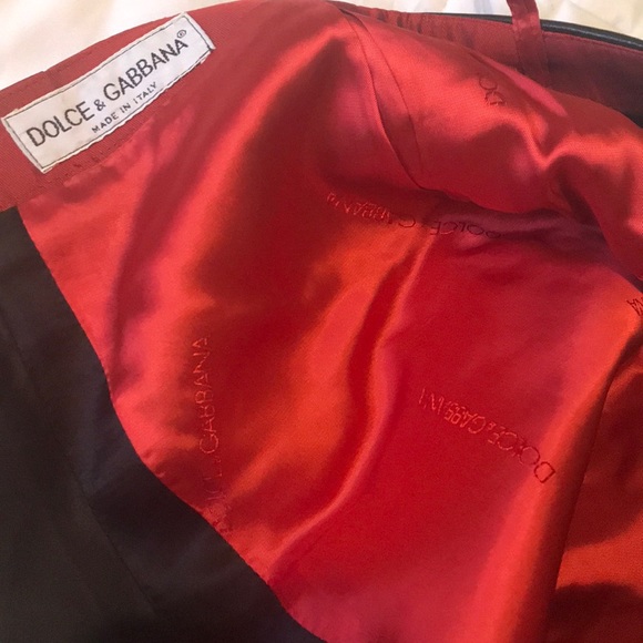 Vintage Dolce & Gabbana Red Pencil Skirt w Leather - Picture 5 of 7